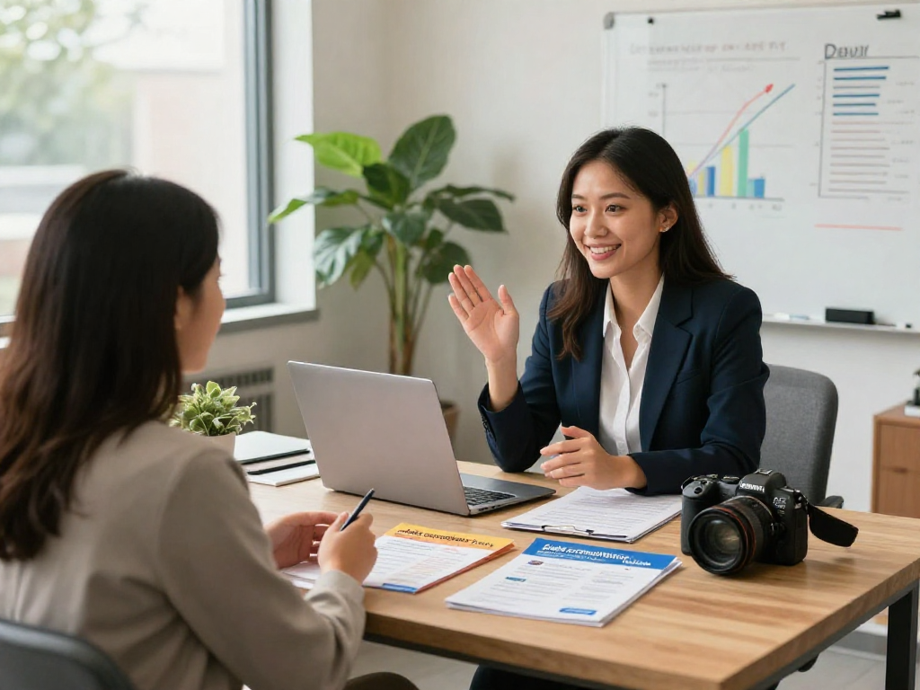 Financial advisor discussing debt consolidation Canada options with a client in a welcoming office.