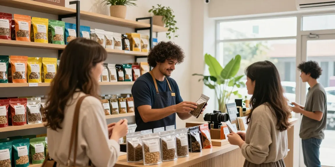 Kratom selection at behappygoleafy.com/kratom-near-me with expert advice in a vibrant shop setting.