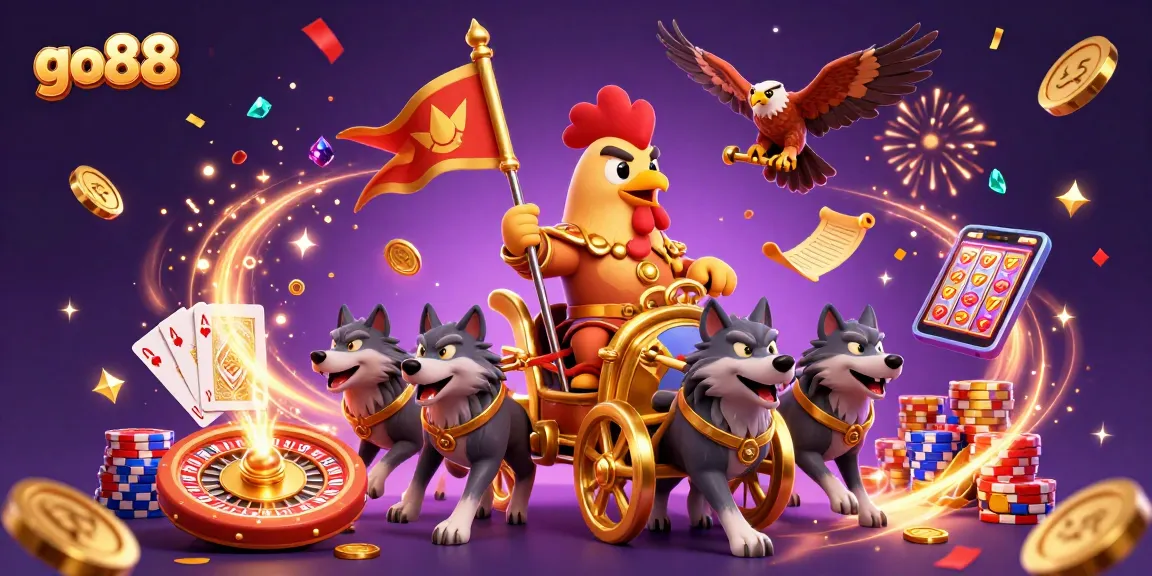 Experience thrilling action with go88's rooster warlord navigating a vibrant casino adventure.
