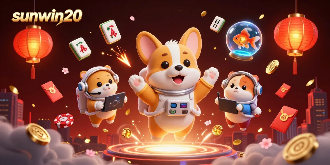 Experience excitement with sunwin20 as a corgi and friends capture the thrill of space casino gaming.