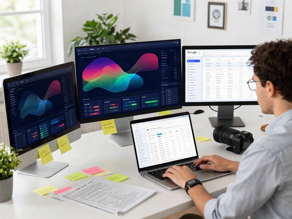 SEO specialist focusing on instant indexing strategies in a modern digital workspace