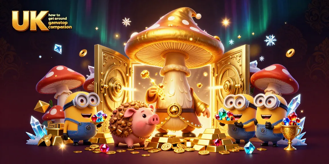 Bet on various non-GamStop casinos with this detailed illustration showcasing treasures, gems, and magic for UK how to get around gamstop comparison.